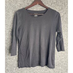 L.L. Bean Womens Slim Fit Black Cotton Shirt S-Reg